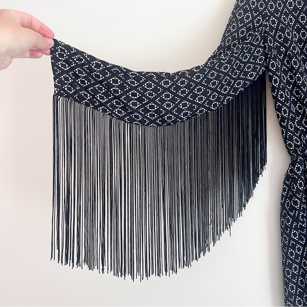 Black Fringe Patterned Romper